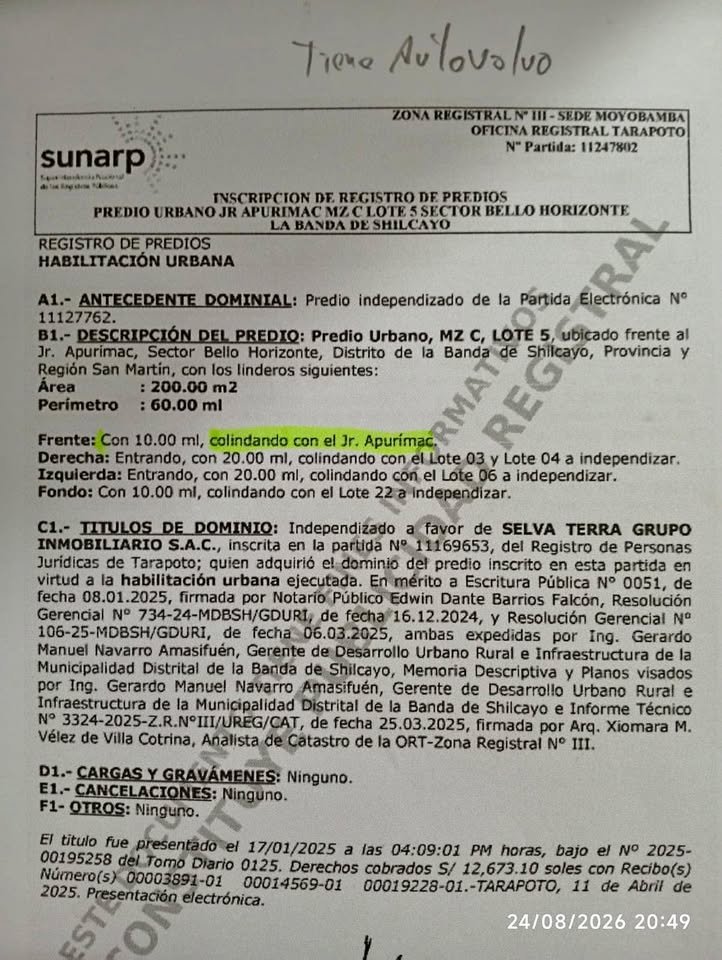 Terreno en La Banda de Shilcayo, San Martín — foto 1